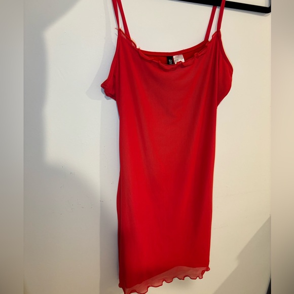 H&M Red Ruffled Slip Dress - Picture 1 of 5